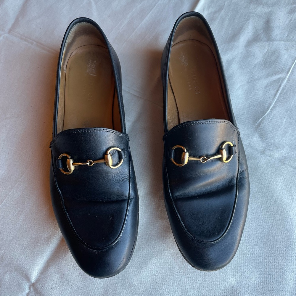 Gucci Jordaan BETIS GLAMOUR Black Leather Horsebit Loafer Size 36 EUC Princeton